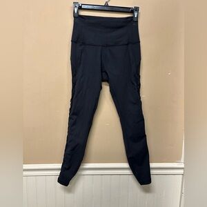 Lululemon High Times 7/8 Yoga Pants Rhythm Leggings Mesh Deep Black Size 6